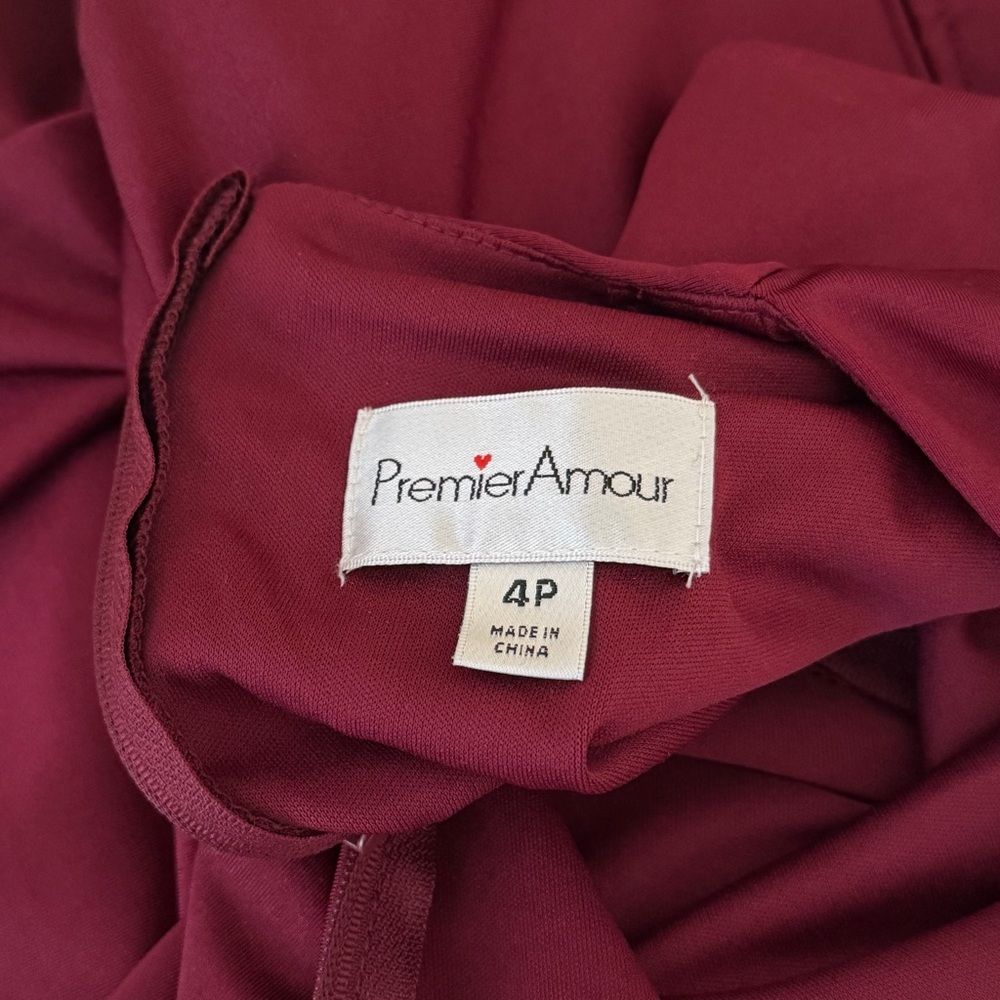 Burgundy Satin Midi Wedding Guest Dress - Picture 6 of 8